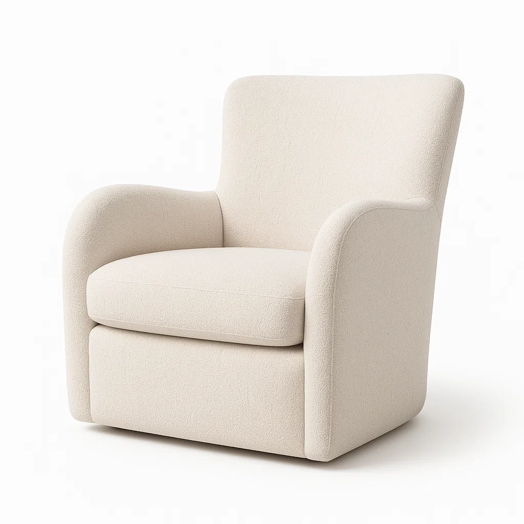 Fauteuil pivotant en tissu beige-LUXFUR NITA