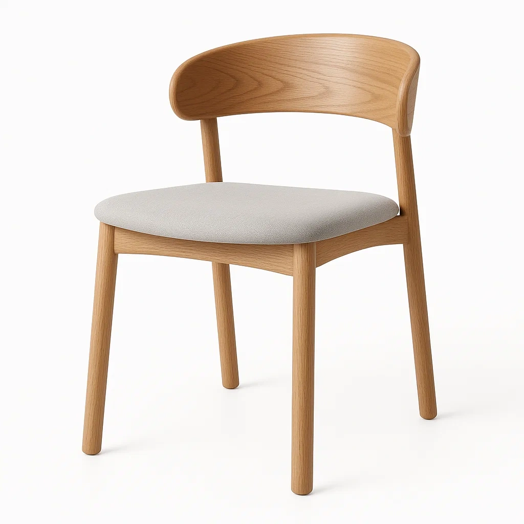 Chaise en bois avec assise en tissu polyester gris-LUXFUR NITA