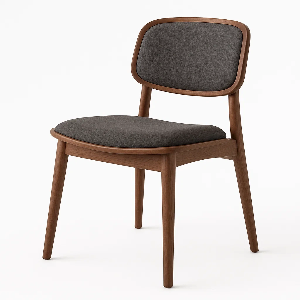Chaise en Bois avec Coussin en Tissu Gris Foncé-LUXFUR NITA