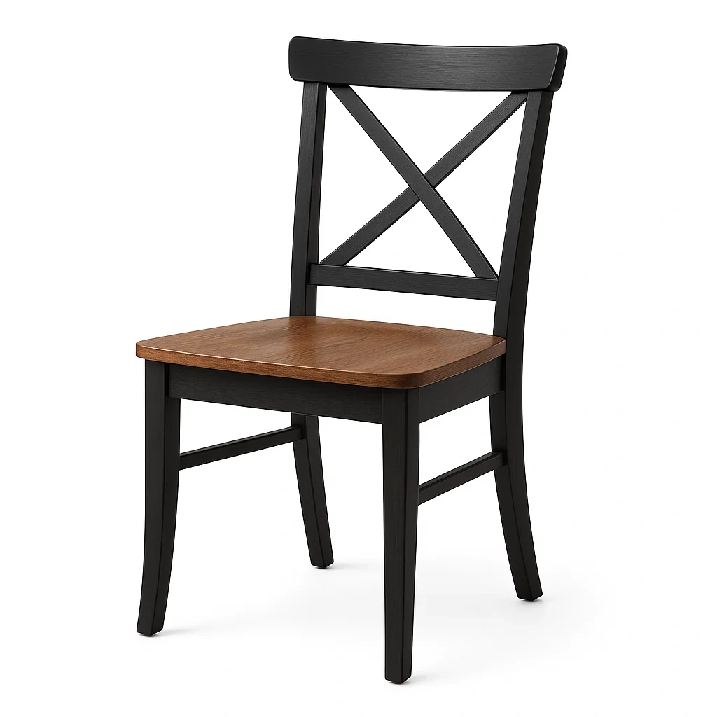 Chaise en bois Noir et Bois Naturel-LUXFUR NITA