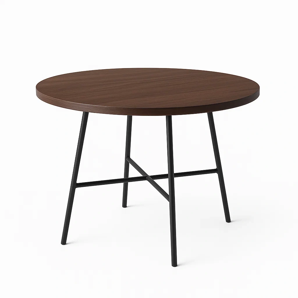 Table ronde en bois avec pieds en métal noir 100 cm-LUXFUR NITA
