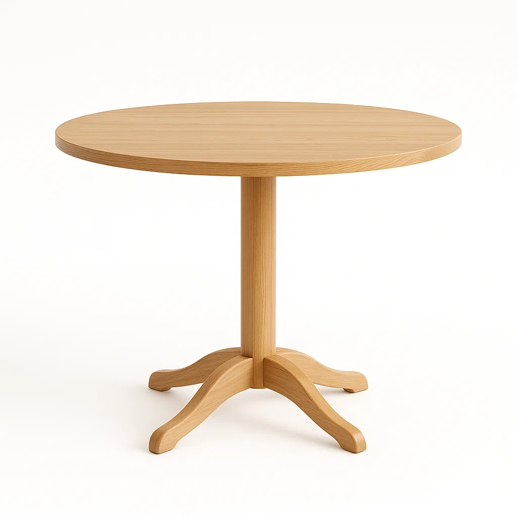 Table ronde en chêne massif, couleur Chêne Clair-LUXFUR NITA