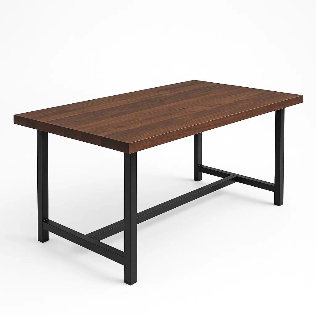 Table rectangulaire en bois et métal 180 cm x 90 cm-LUXFUR NITA