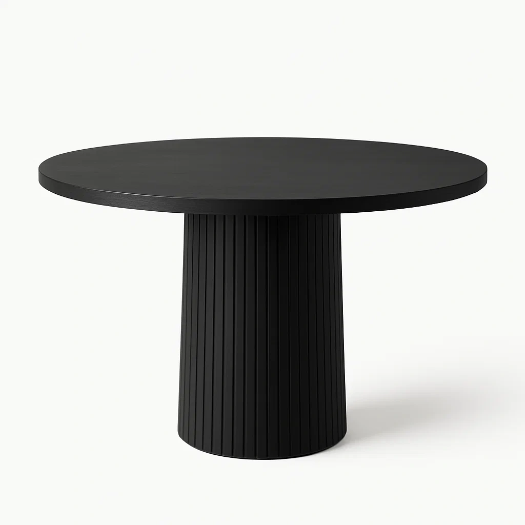 Table ronde en bois MDF Noir 120 cm-LUXFUR NITA