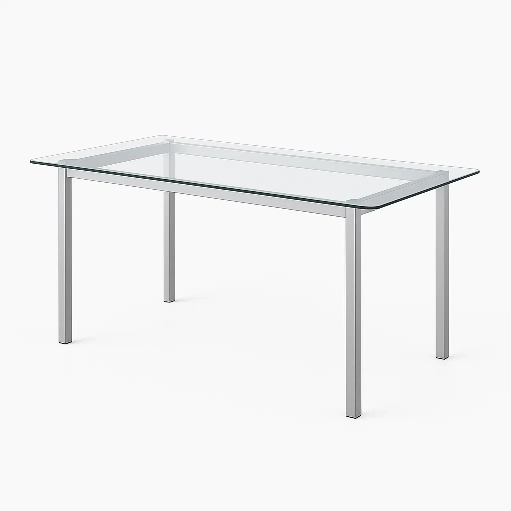 Table rectangulaire en verre avec pieds en acier-LUXFUR NITA