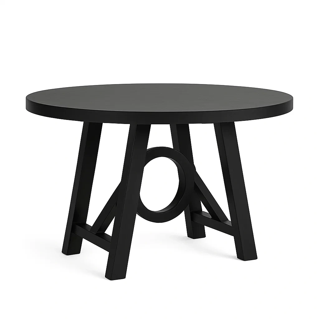 Table ronde en bois MDF noire 100 cm-LUXFUR NITA