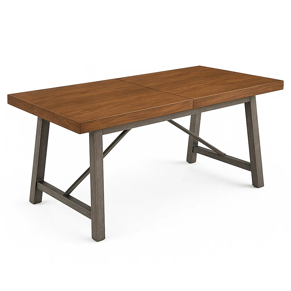 Table rectangulaire en bois avec plateau extensible et pieds en métal 180cm x 90cm x 75cm-LUXFUR NITA