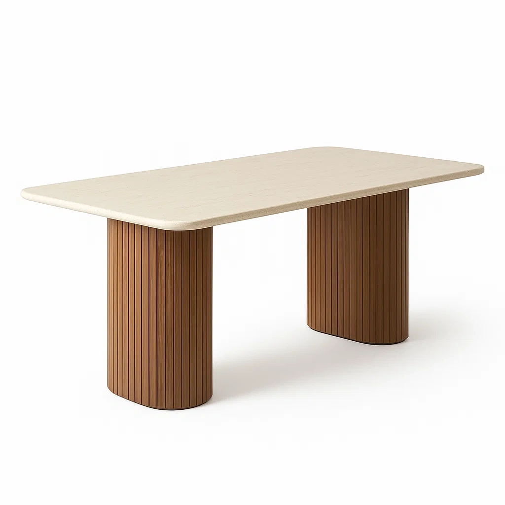 Table rectangulaire en bois et composite Beige 160 cm-LUXFUR NITA
