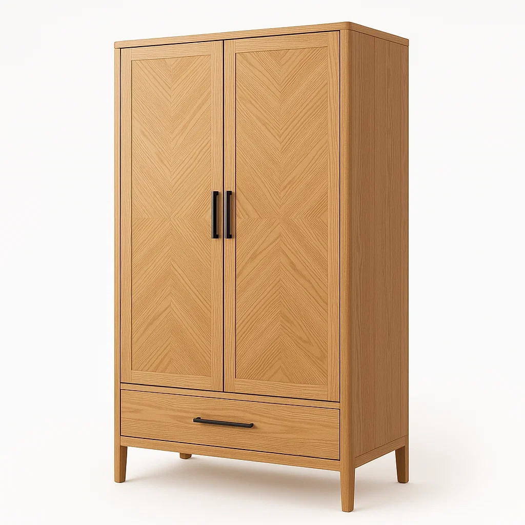 Armoire en Bois de Chêne avec 2 Portes et Tiroir-LUXFUR NITA