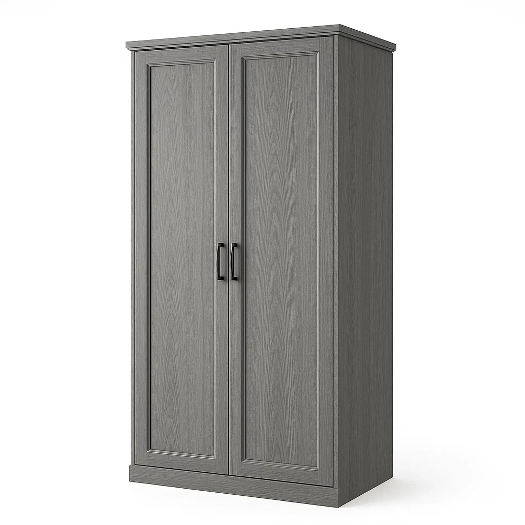 Armoire à Deux Portes en Bois Gris 80x50x180 cm-LUXFUR NITA