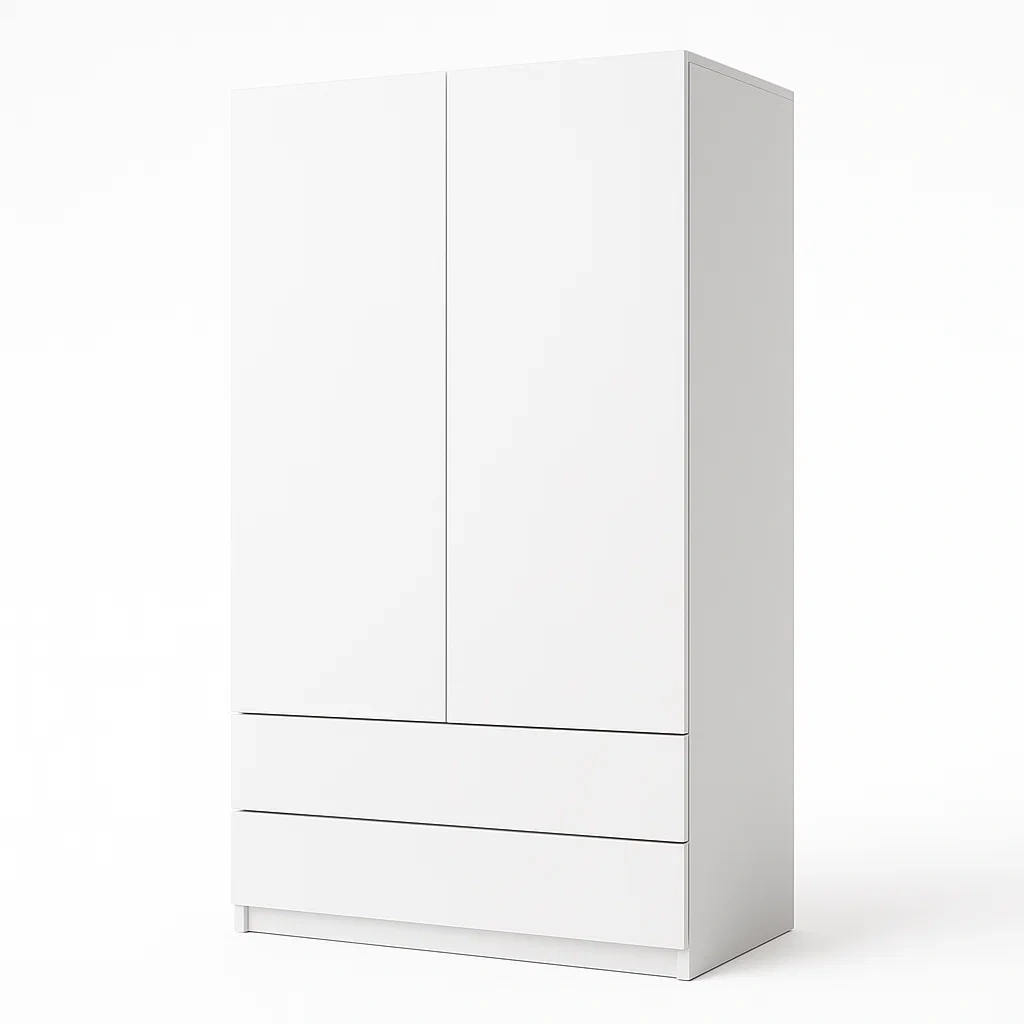 Armoire blanche à deux portes avec tiroirs en panneaux-LUXFUR NITA