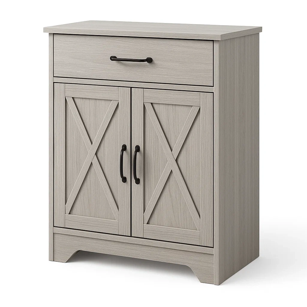 Buffet en Bois Composite avec Tiroir et Portes Gris-LUXFUR NITA