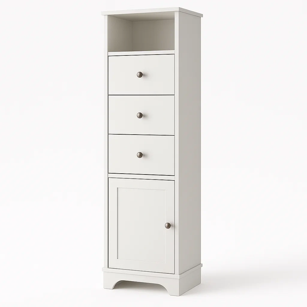 Colonne de rangement en bois avec tiroirs et porte-LUXFUR NITA