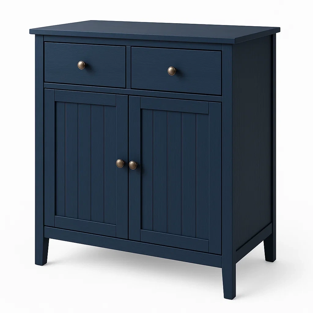 Buffet en Bois Bleu Foncé avec Deux Tiroirs et Deux Portes-LUXFUR NITA