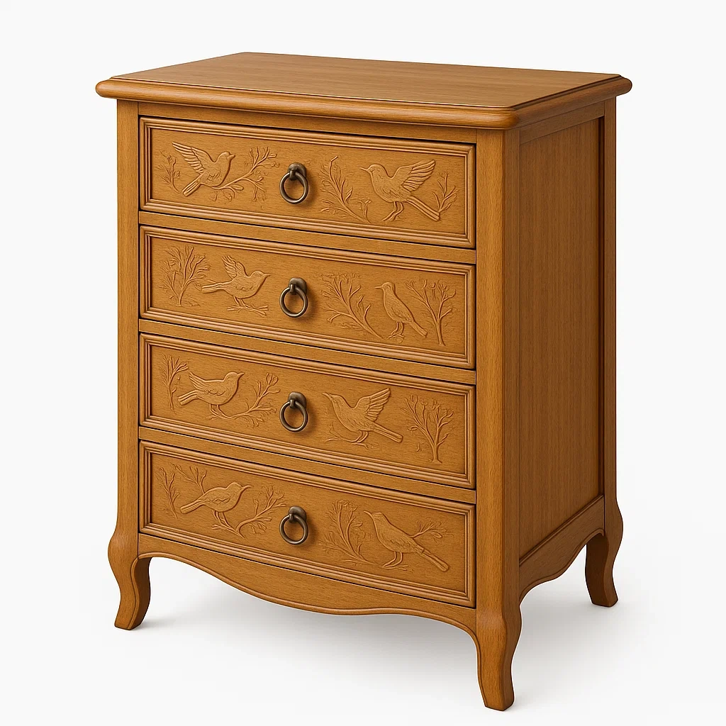 Commode en bois de hêtre sculpté 4 tiroirs-LUXFUR NITA