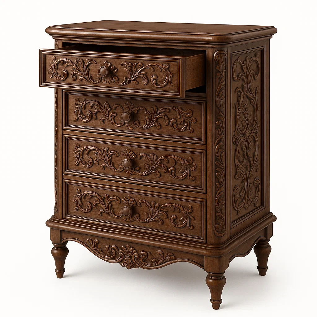 Commode en Bois avec Tiroirs Sculptés Brun-LUXFUR NITA