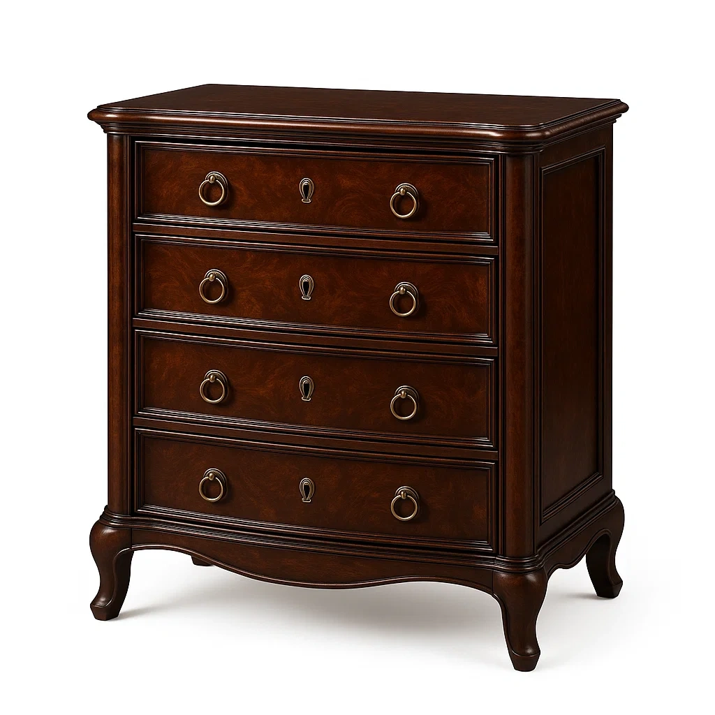 Commode en bois acajou avec 4 tiroirs-LUXFUR NITA