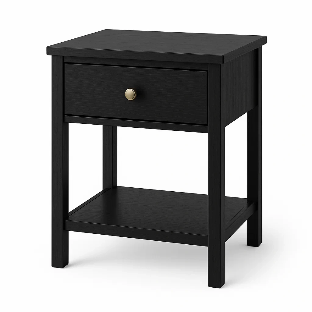 Table de chevet en bois MDF noir avec tiroir-LUXFUR NITA