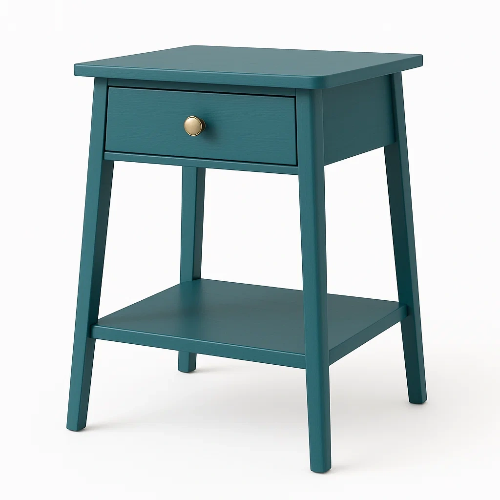 Table de chevet en bois avec tiroir Bleu-LUXFUR NITA