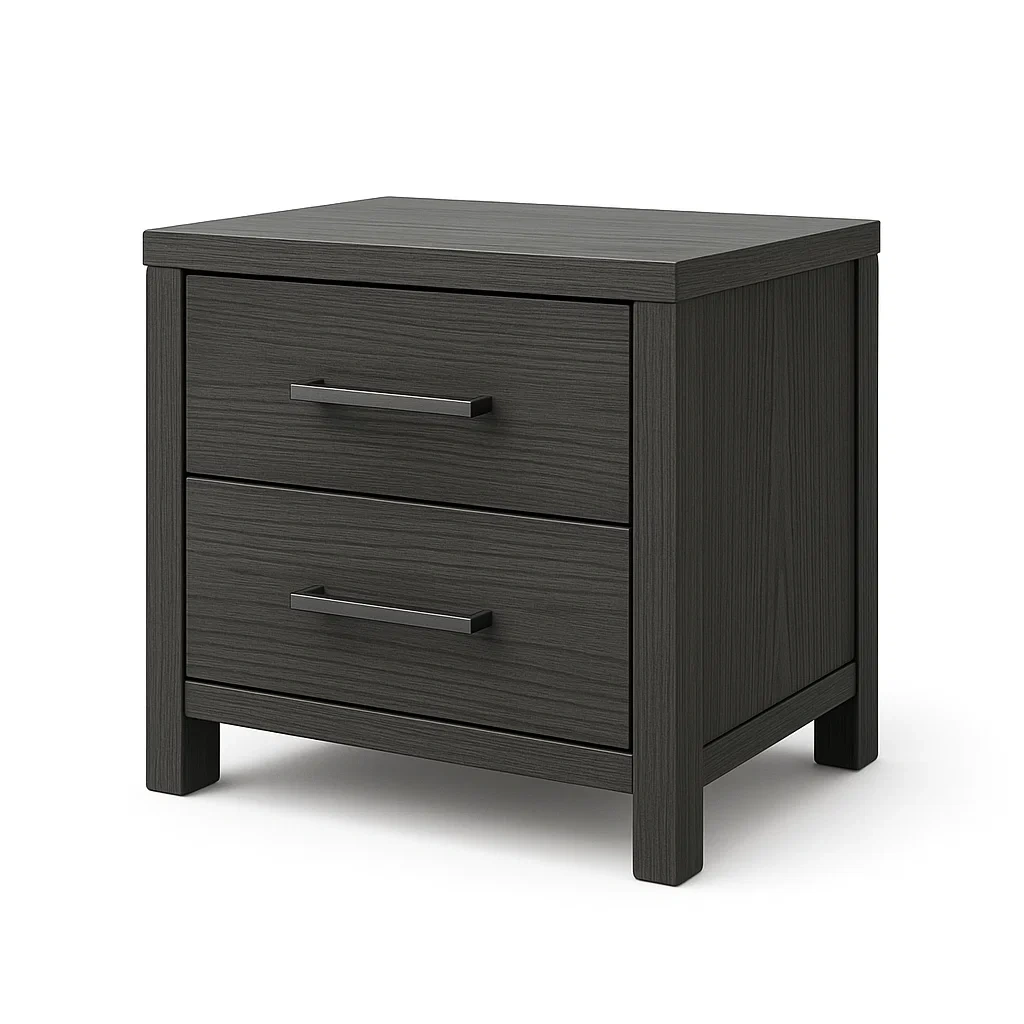 Table de chevet à 2 tiroirs en bois composite avec poignées en acier-LUXFUR NITA