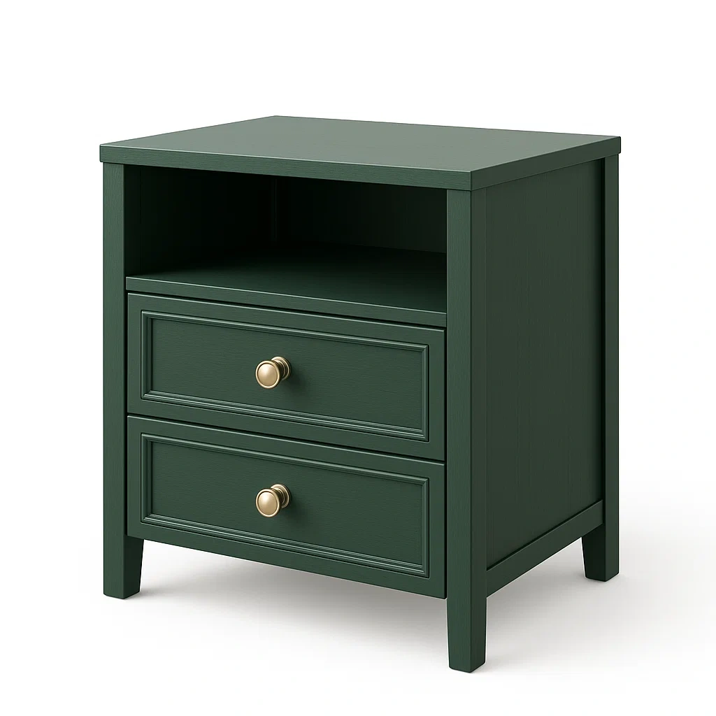 Table de chevet en bois avec tiroirs et étagère-LUXFUR NITA