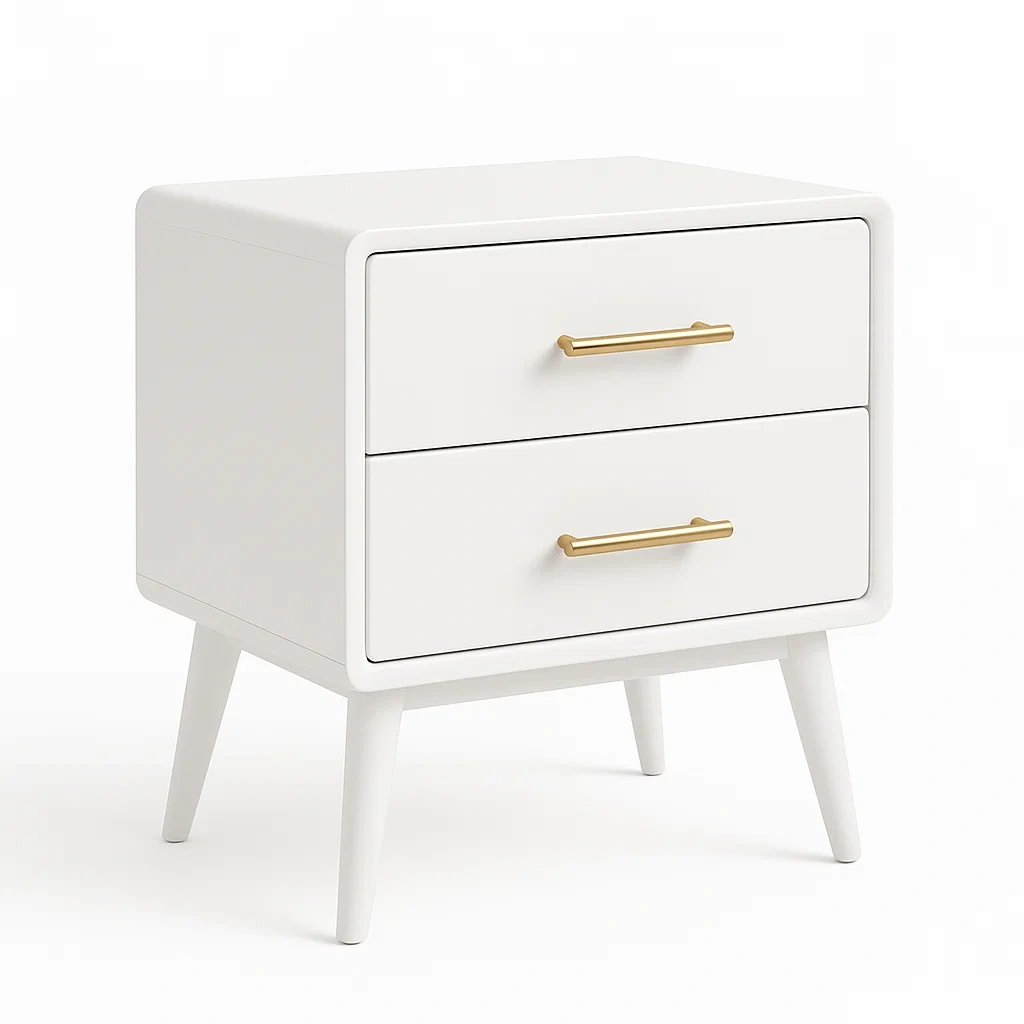 Table de chevet 2 tiroirs en bois composite blanc-LUXFUR NITA
