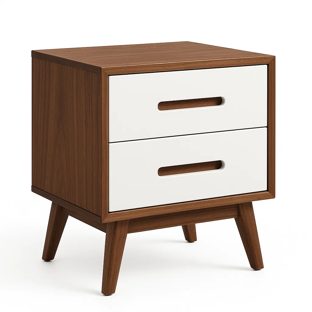 Table de chevet en bois et MDF avec 2 tiroirs-LUXFUR NITA