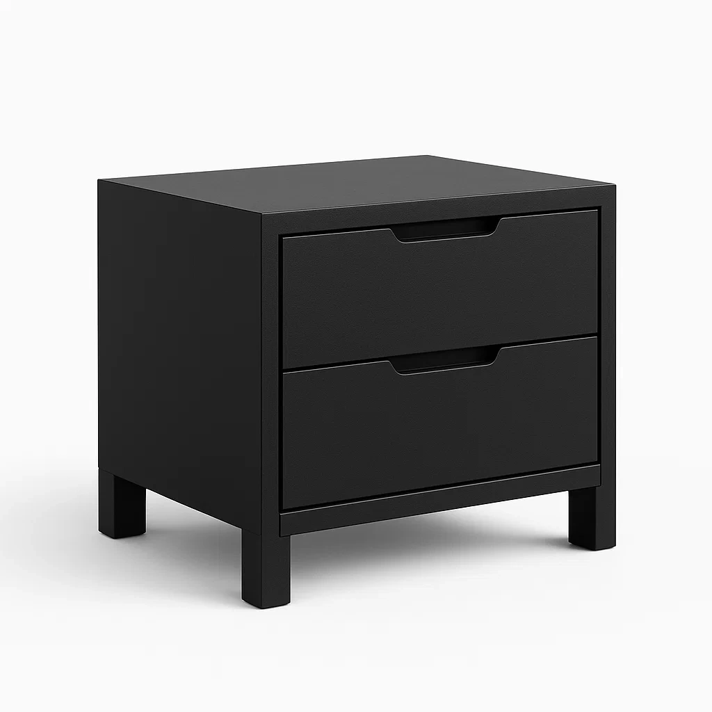 Table de chevet en bois avec 2 tiroirs Noir-LUXFUR NITA
