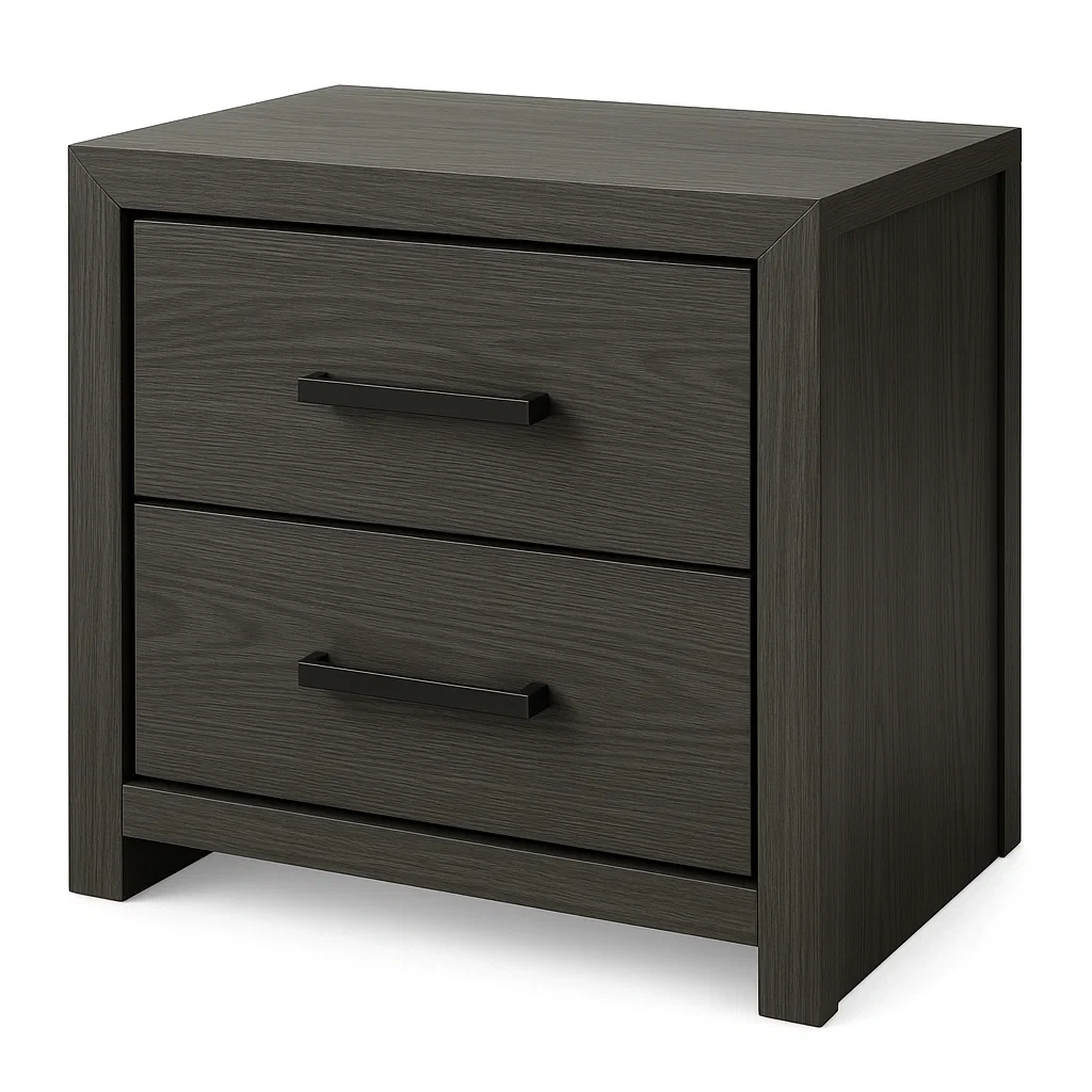 Table de chevet 2 tiroirs en bois gris-LUXFUR NITA