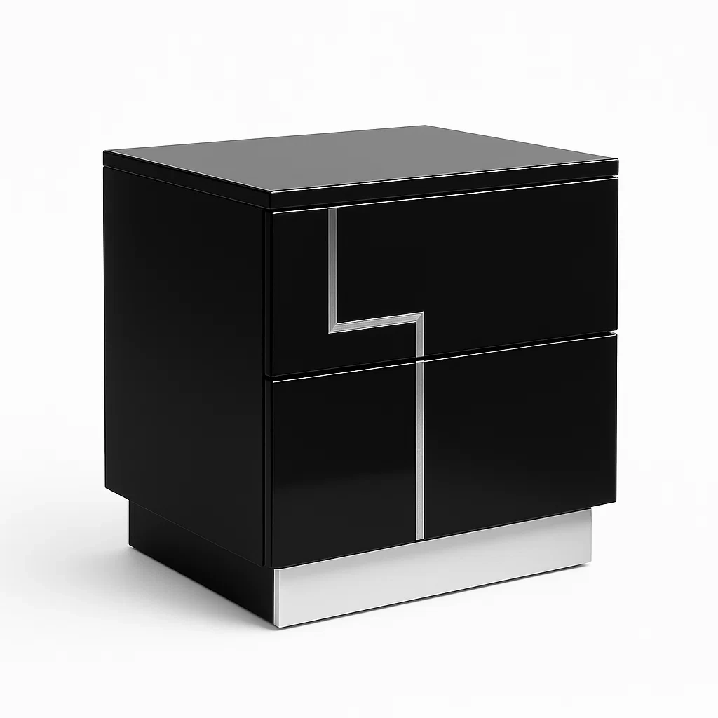 Table de chevet en bois et métal avec deux tiroirs 45x40x55 cm-LUXFUR NITA