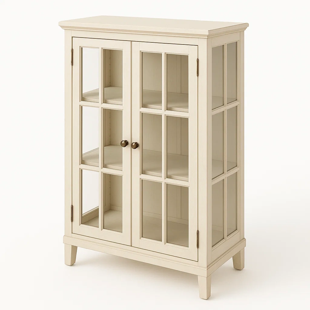 Vitrine en bois avec portes en verre-LUXFUR NITA