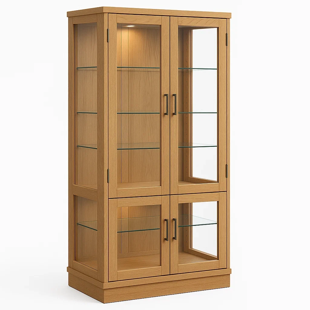 Vitrine en bois avec étagères en verre trempé-LUXFUR NITA