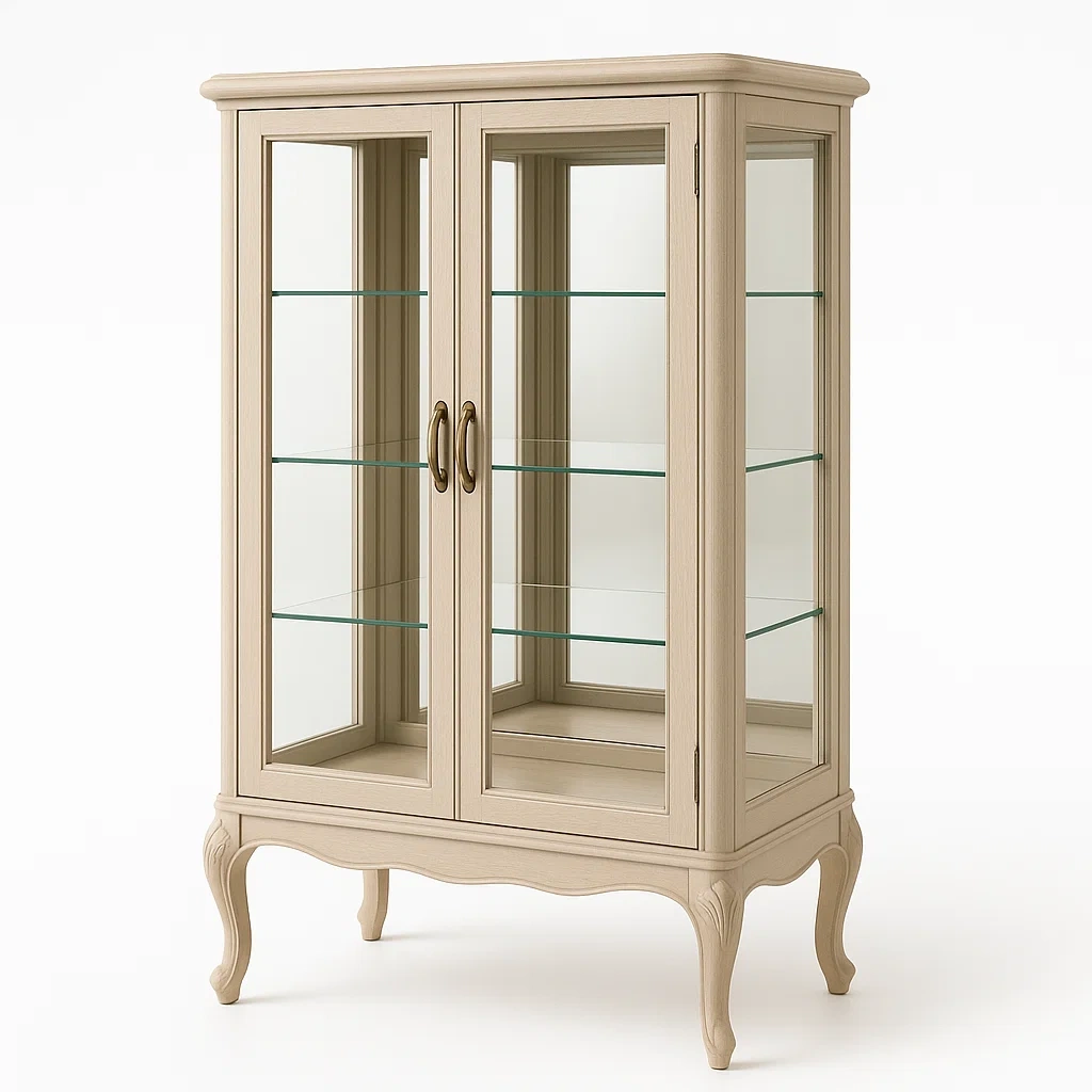 Vitrine en Bois avec Portes en Verre Trempé-LUXFUR NITA