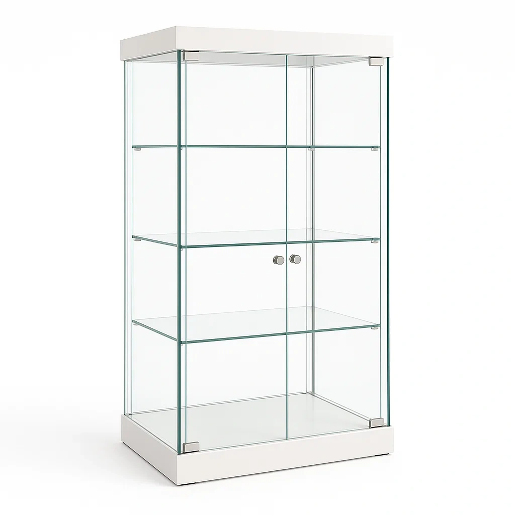 Vitrine en verre avec étagères blanches 175 cm-LUXFUR NITA