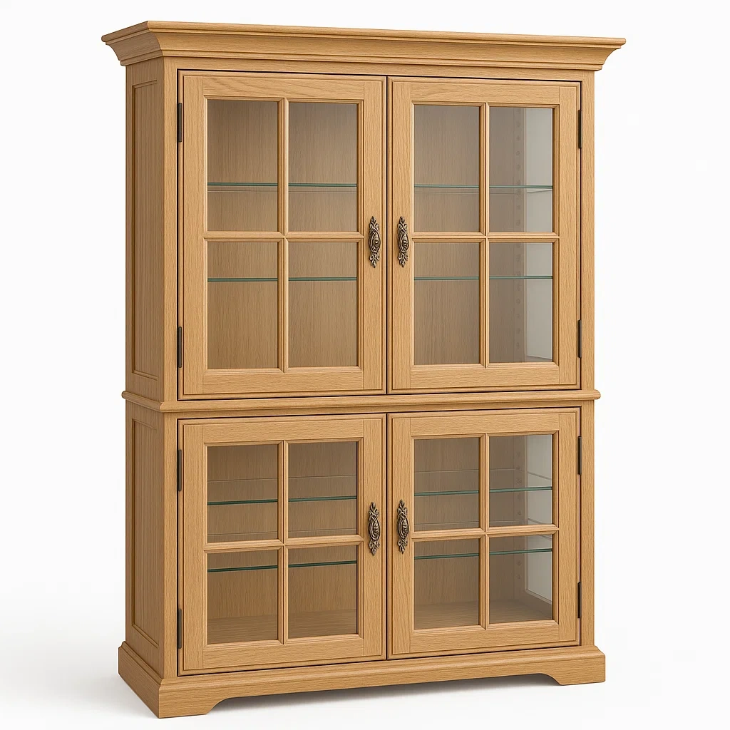 Vitrine en Bois et Verre Trempé Chêne Clair-LUXFUR NITA