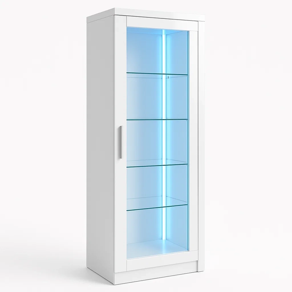 Vitrine en verre trempé avec éclairage LED blanc-LUXFUR NITA