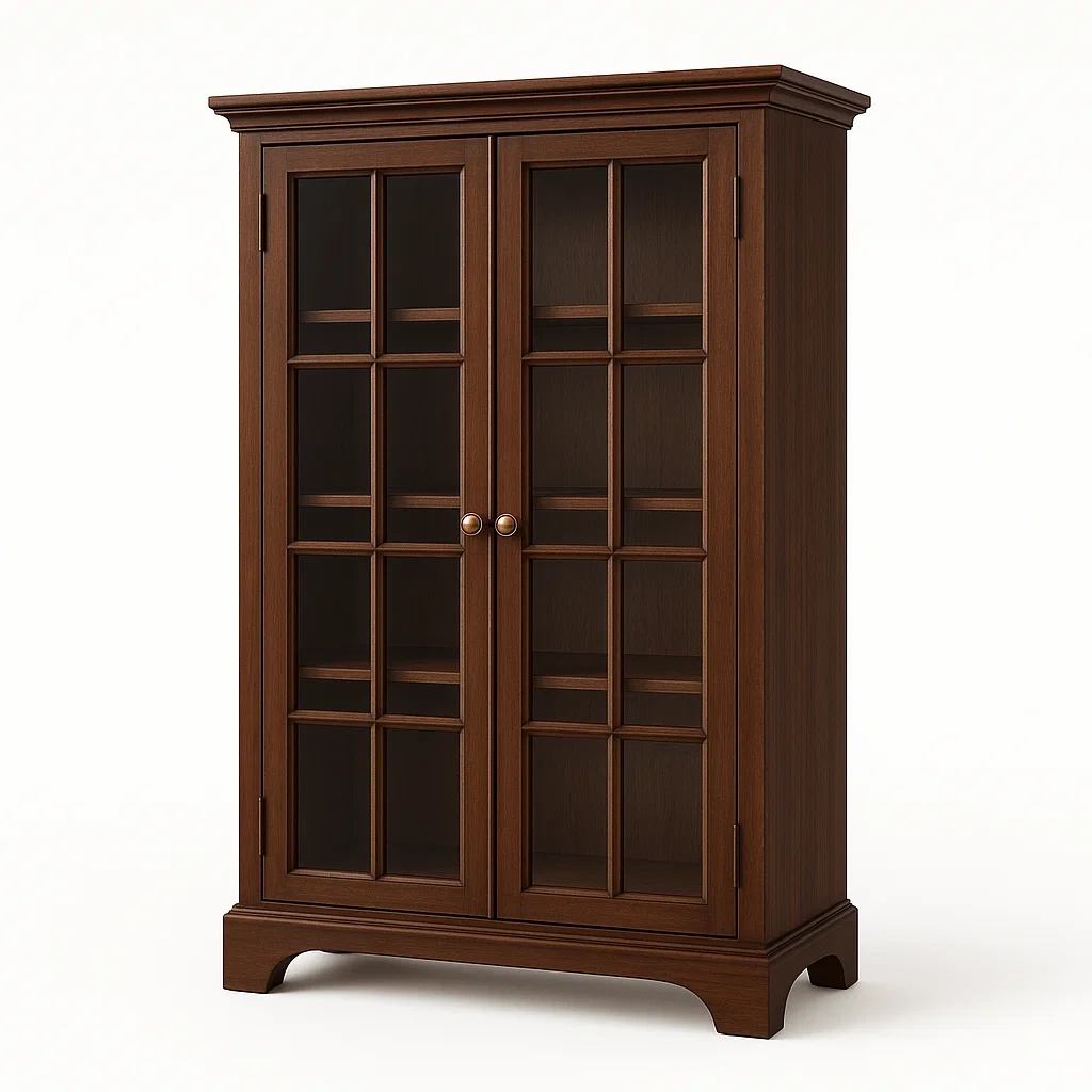 Armoire en Bois avec Portes en Verre Trempé Marron 80x150x40 cm-LUXFUR NITA
