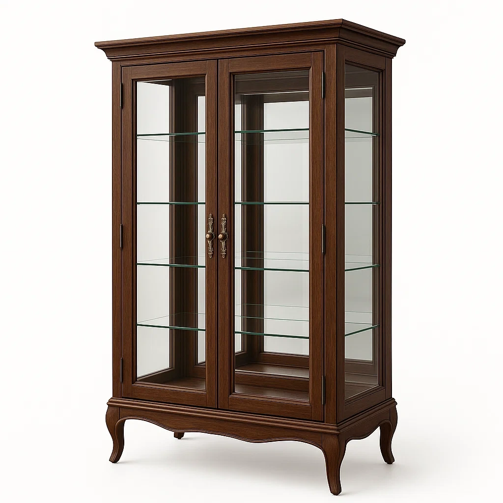 Vitrine en Bois avec Portes en Verre Trempé Marron 180x80x40 cm-LUXFUR NITA