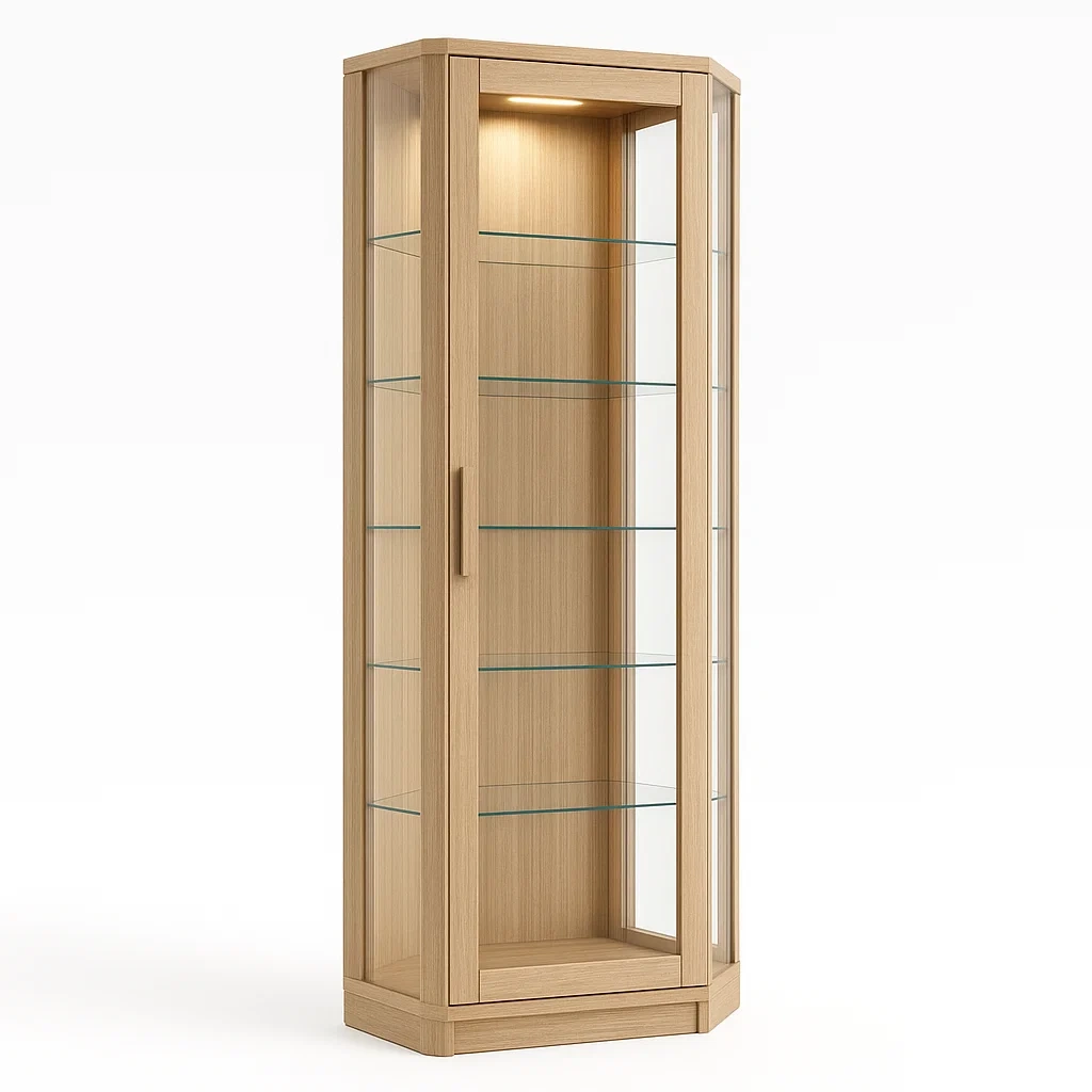 Vitrine en Bois avec Étagères en Verre Trempé-LUXFUR NITA