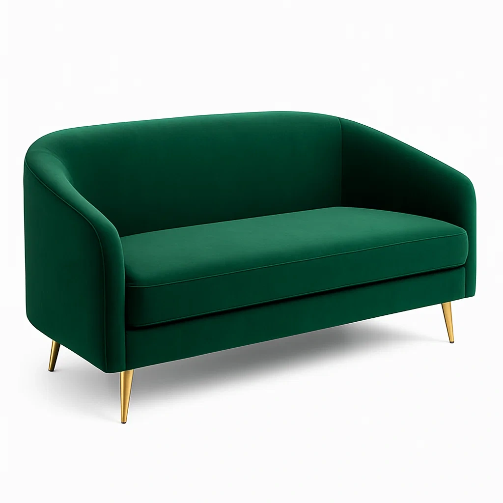 Canapé en velours vert avec pieds en métal-LUXFUR NITA