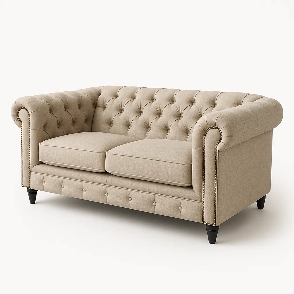 Canapé 2 Places en Tissu Lin Beige-LUXFUR NITA