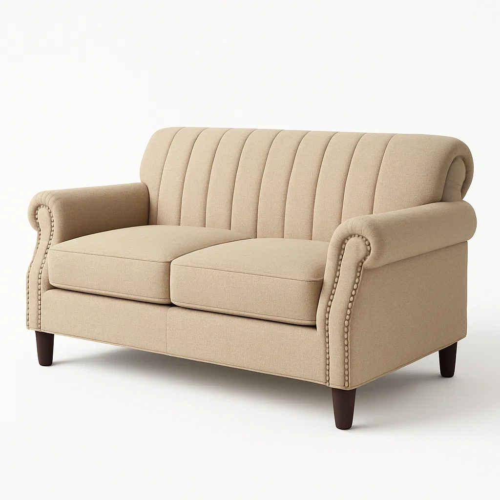 Canapé 2 places en tissu beige-LUXFUR NITA
