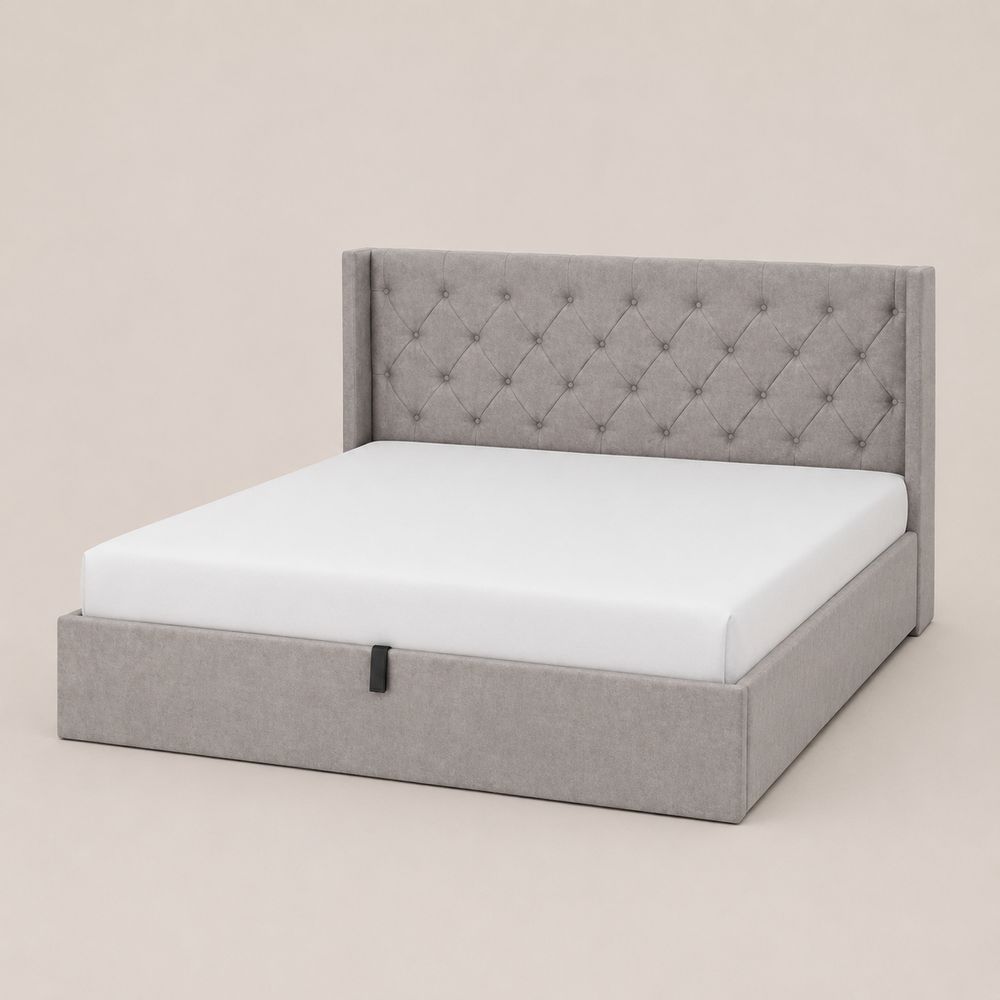 Letto matrimoniale in tessuto con contenitore 200x160 cm