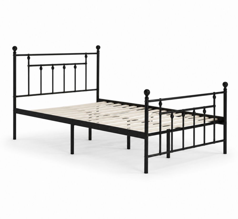 Letto in Metallo con Doghe in Legno Nero 200x90 cm