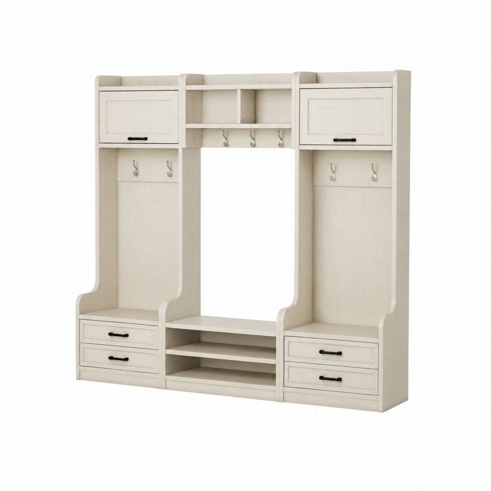 Mobile ingresso in legno con appendiabiti e cassetti 200x40x180 cm