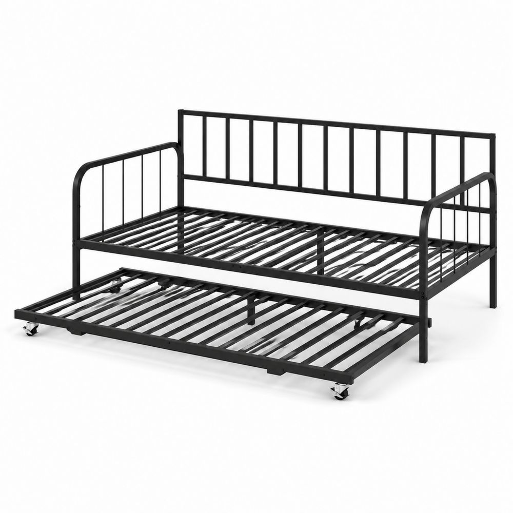 Divano letto in metallo con letto estraibile nero