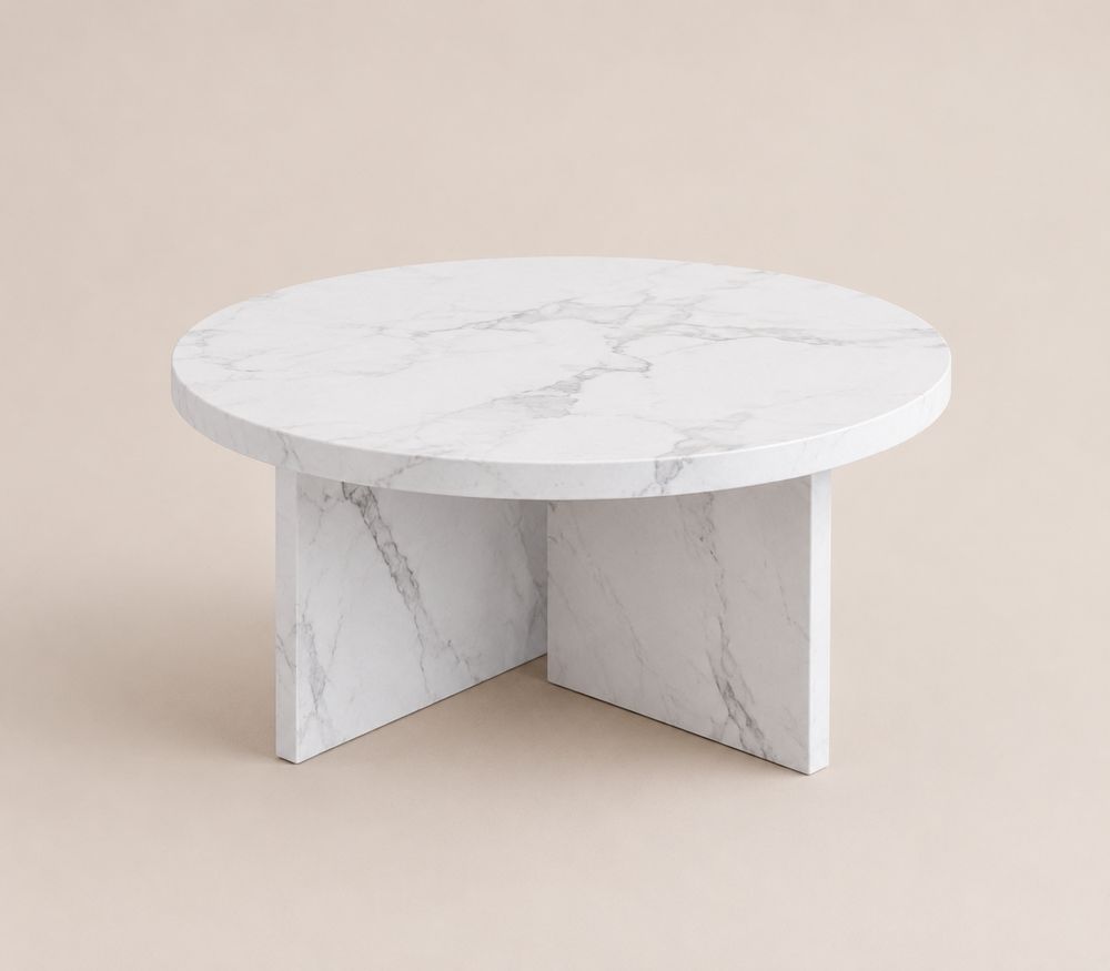 Tavolino da caffè rotondo in marmo di Carrara 80 cm