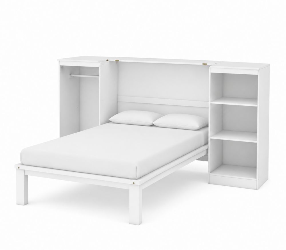 Letto a scomparsa in legno MDF con armadio e mensole 200x160 cm