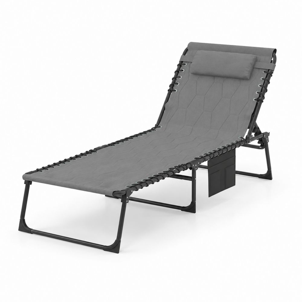 Lettino da Esterno in Metallo e Poliestere Grigio 190x58x30 cm
