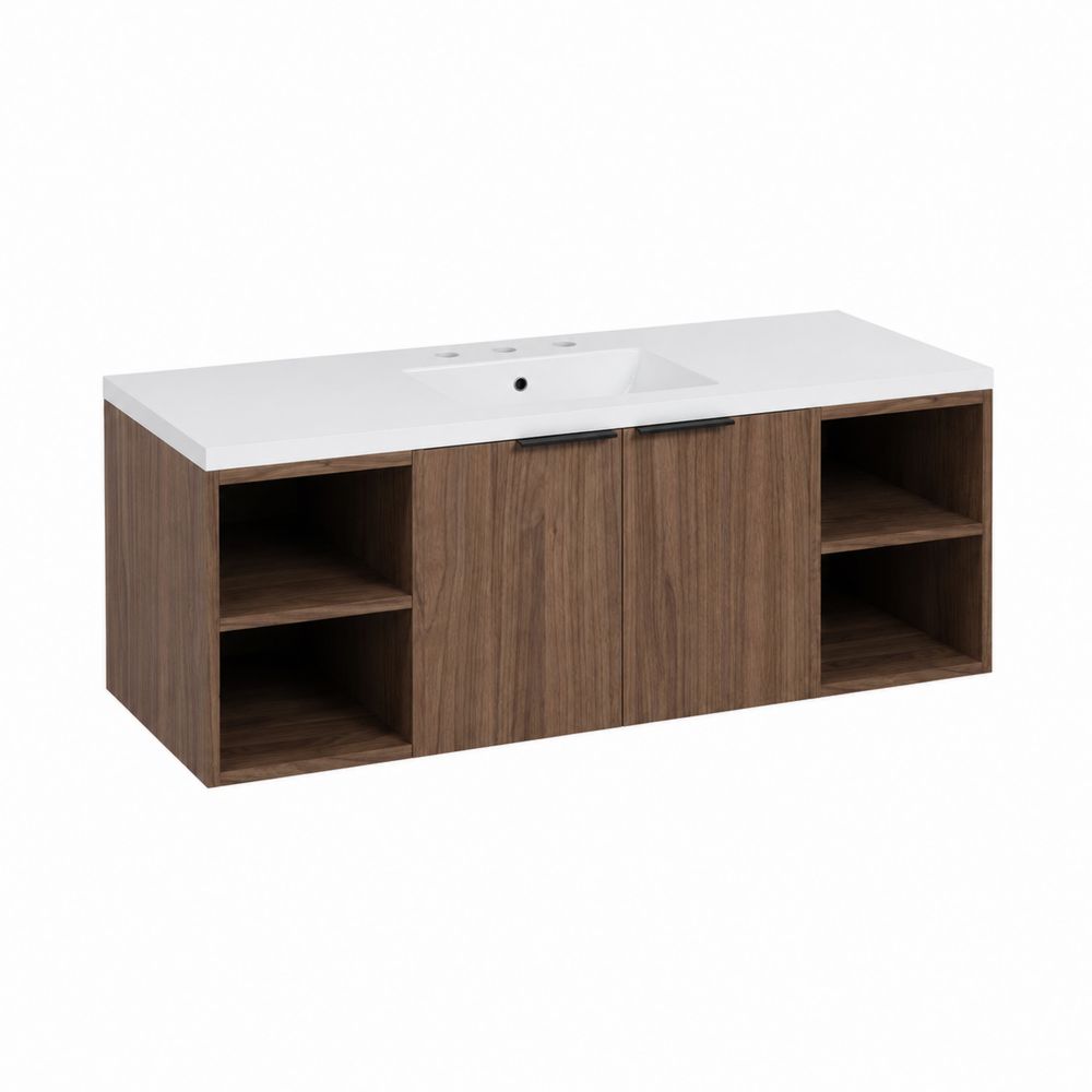 Mobile lavabo in legno rovere con lavandino in ceramica, 120x45x50 cm